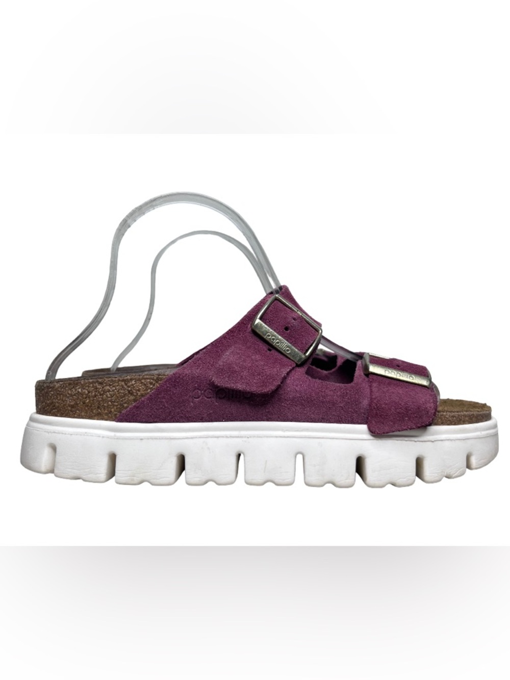 Birkenstock Papillio Arizona Sz 39 Berry Crush Chunky Platform Leather Sandals